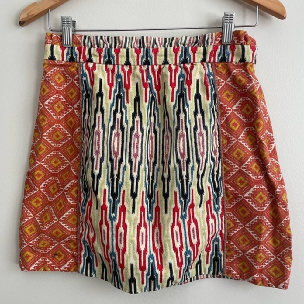 RACHEL ROY Baja Tribal Aztec Southwestern paper bag Mini Skirt Size 4  patterned